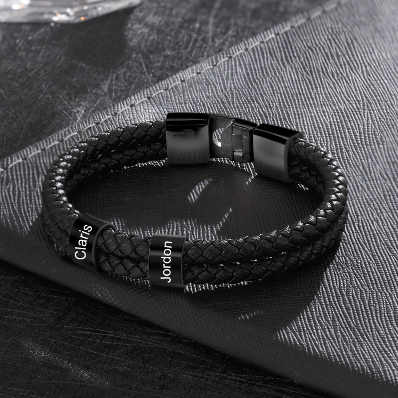 Pulseira Masculina + Nomes Personalizáveis Dos Filhos