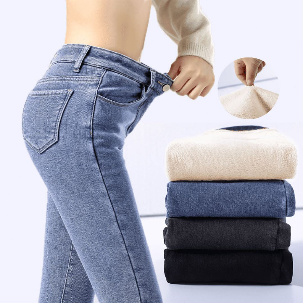 Calça Jeans Peluciada Tendência de Inverno