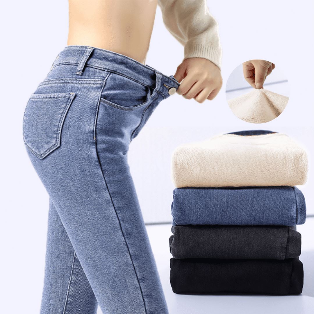 Calça Jeans Peluciada Tendência de Inverno