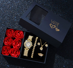 Kit Encanto + Caixinha de Rosas ( Relógio + pulseira + colar + brincos)