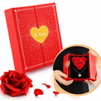 Kit Love Box - Caixa De Rosas Em Coração + Colar