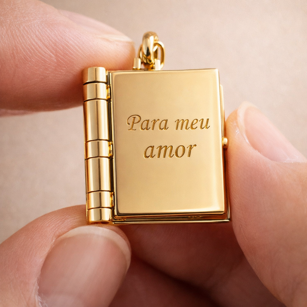Colar Book Love- Colar em formato de livro + Mensagem especial