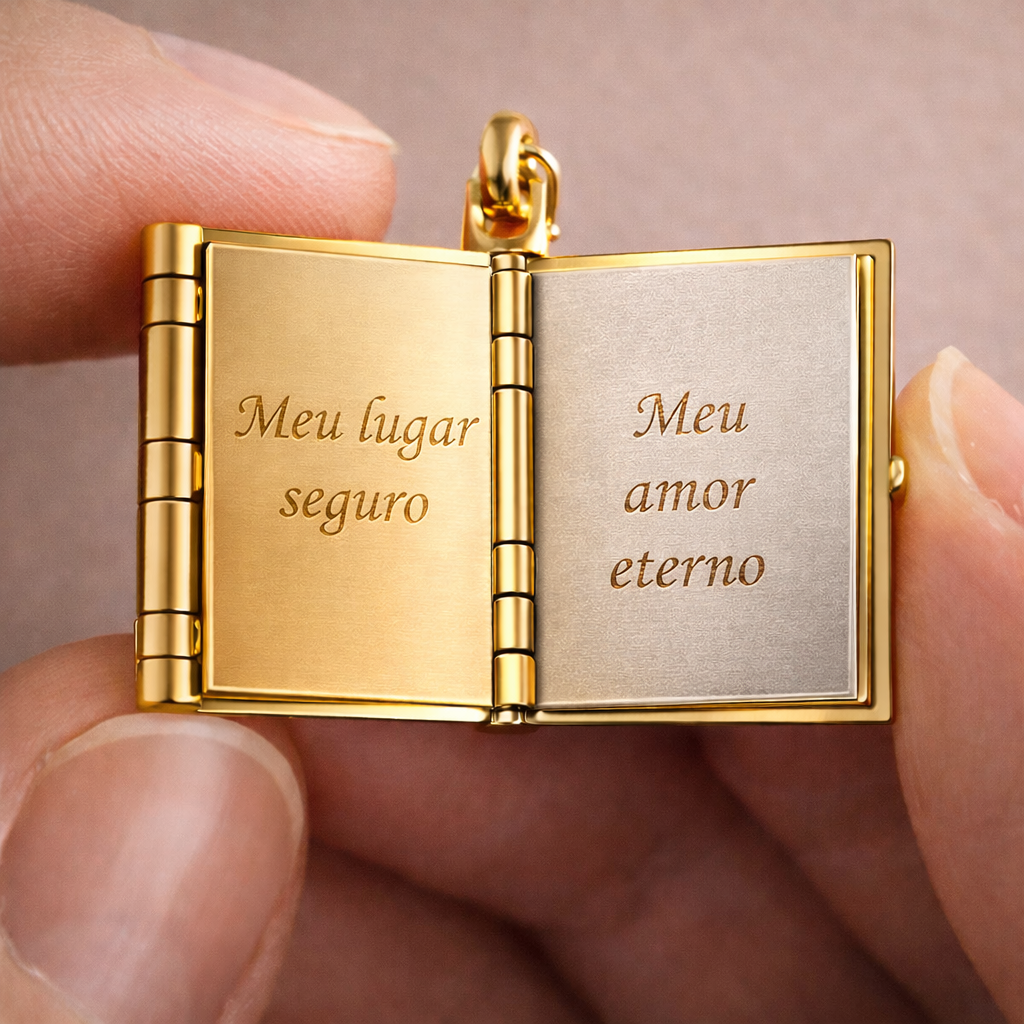 Colar Book Love- Colar em formato de livro + Mensagem especial