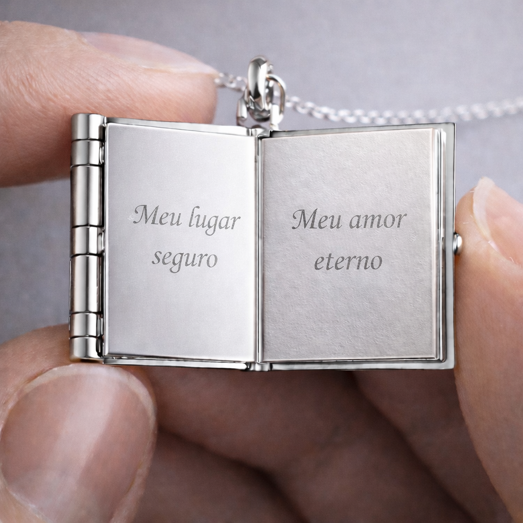 Colar Book Love- Colar em formato de livro + Mensagem especial