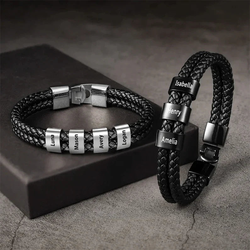 Pulseira Masculina + Nomes Personalizáveis Dos Filhos