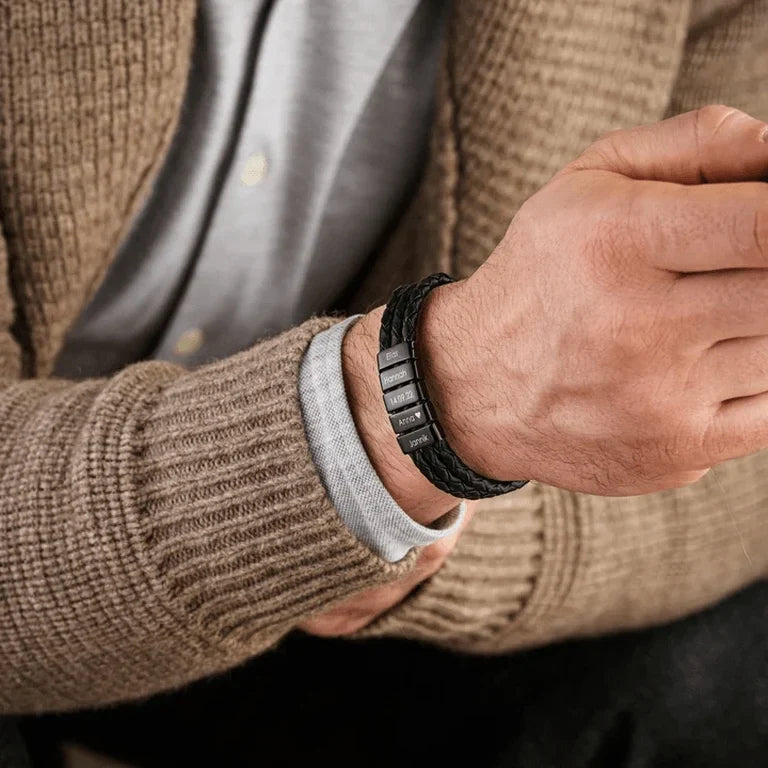 Pulseira Masculina + Nomes Personalizáveis Dos Filhos