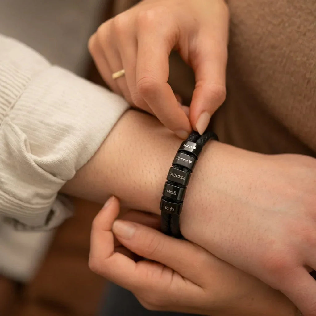 Pulseira Masculina + Nomes Personalizáveis Dos Filhos