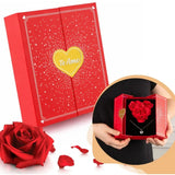 Kit Love Box - Caixa De Rosas Em Coração + Colar