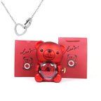 Urso Encanto™ Rosa Real + Colar Personalizado com 2 Corações