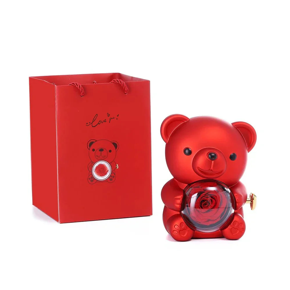 Urso Encanto™ Rosa Real + Colar Personalizado com 2 Corações