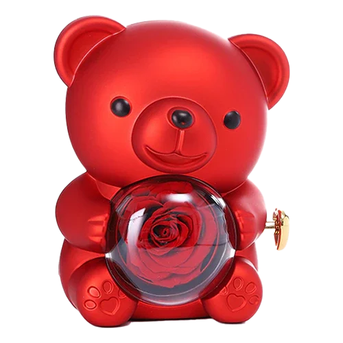 Urso Encanto™ Rosa Real + Colar Personalizado com 2 Corações