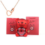 Urso Encanto™ Rosa Real + Colar Personalizado com 2 Corações
