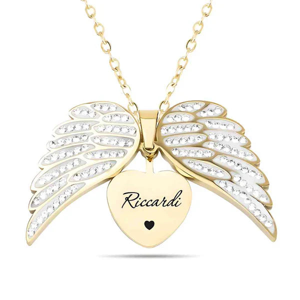 Colar Asas de Anjo Personalizável + Caixa de Flor Rotativa de Brinde